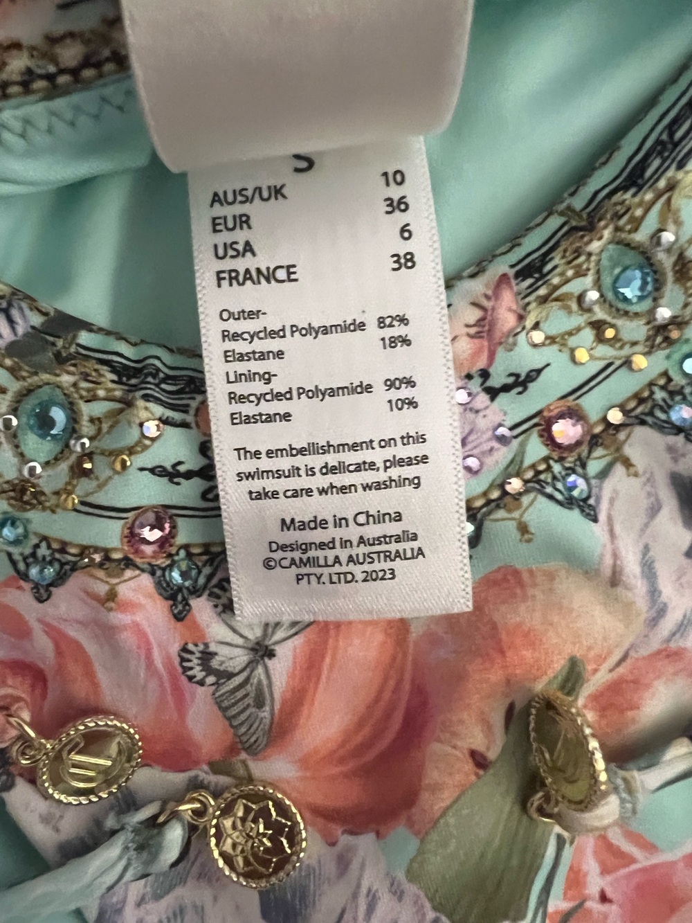 New Camilla Per Roman Side Tie Skimpy Bikini Pant Size Small Crystal - Picture 10 of 13